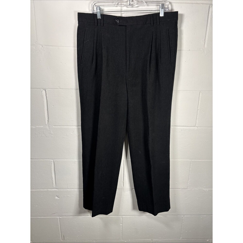 St. Croix 36 x 30 Black Corduroy Pleated Cuffed Dress Pants